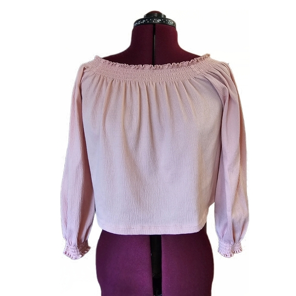 H&M Off-Shoulder Dusty Pink Cropped Blouse - Picture 4 of 14